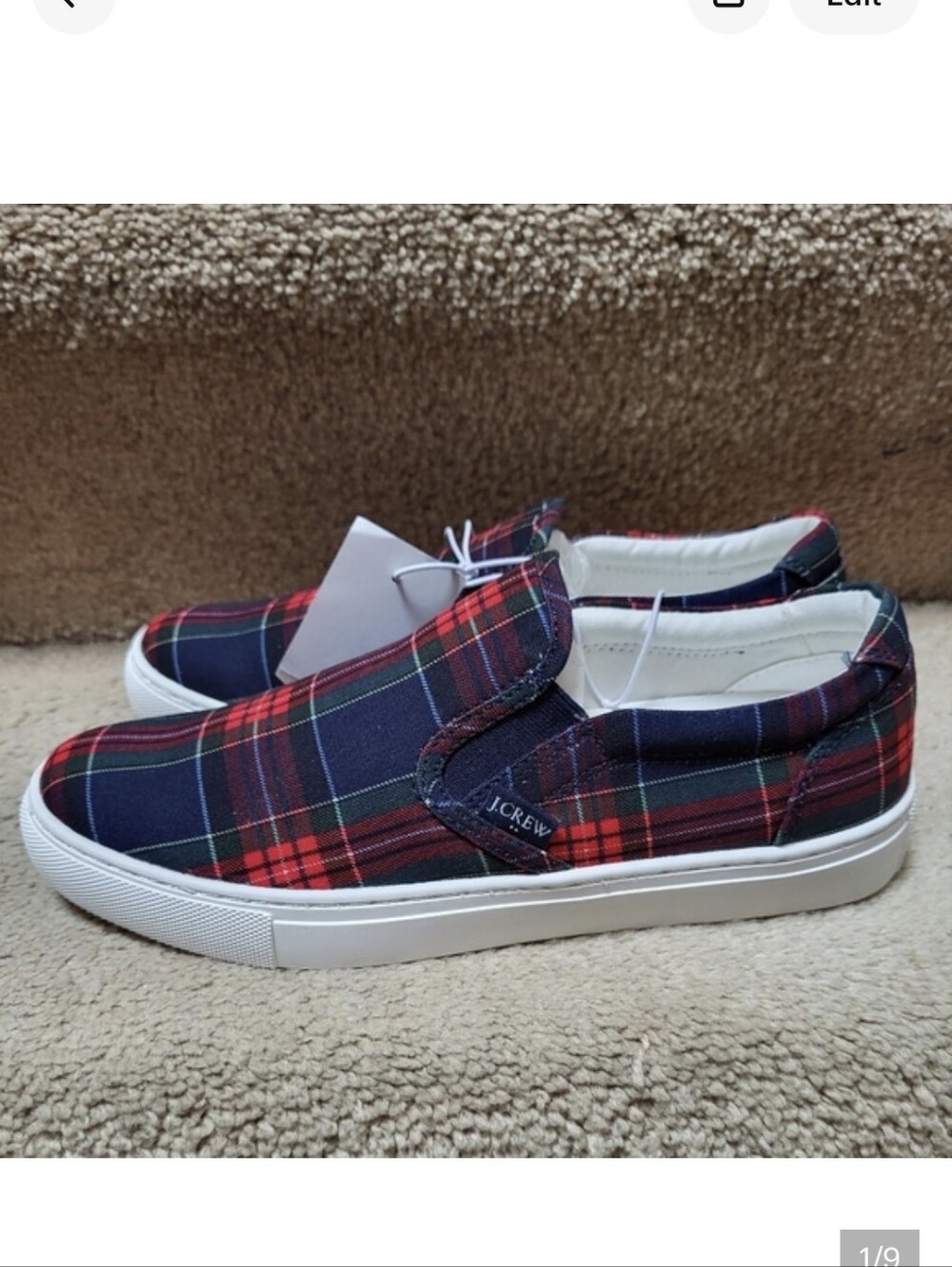 J.Crew Plaid Slip On Shoes Size 8, New With Tags